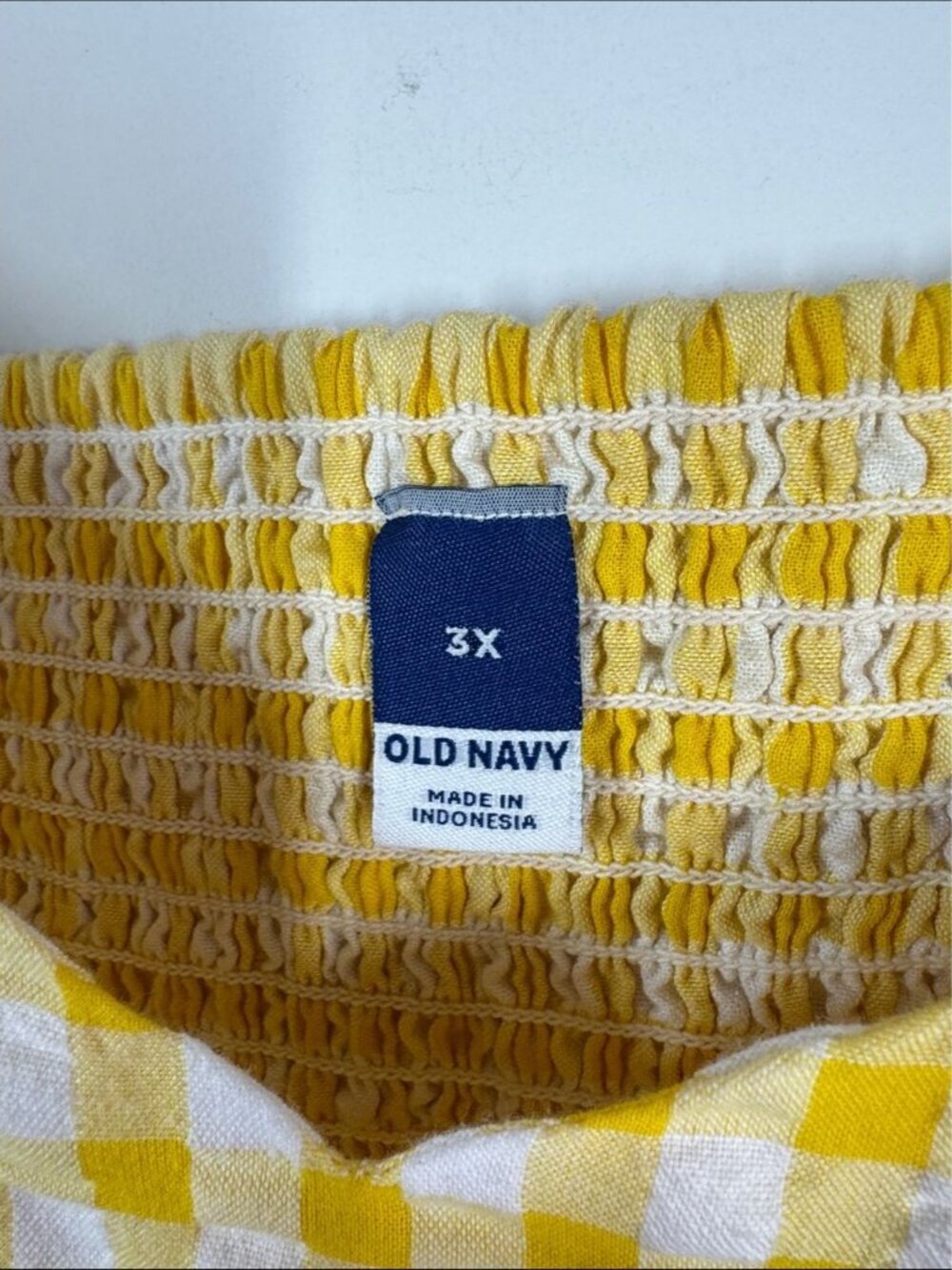 Old Navy Cotton Gingham Smocked Dress Yellow White 3X Cottagecore Summer Picnic - Picture 5 of 14